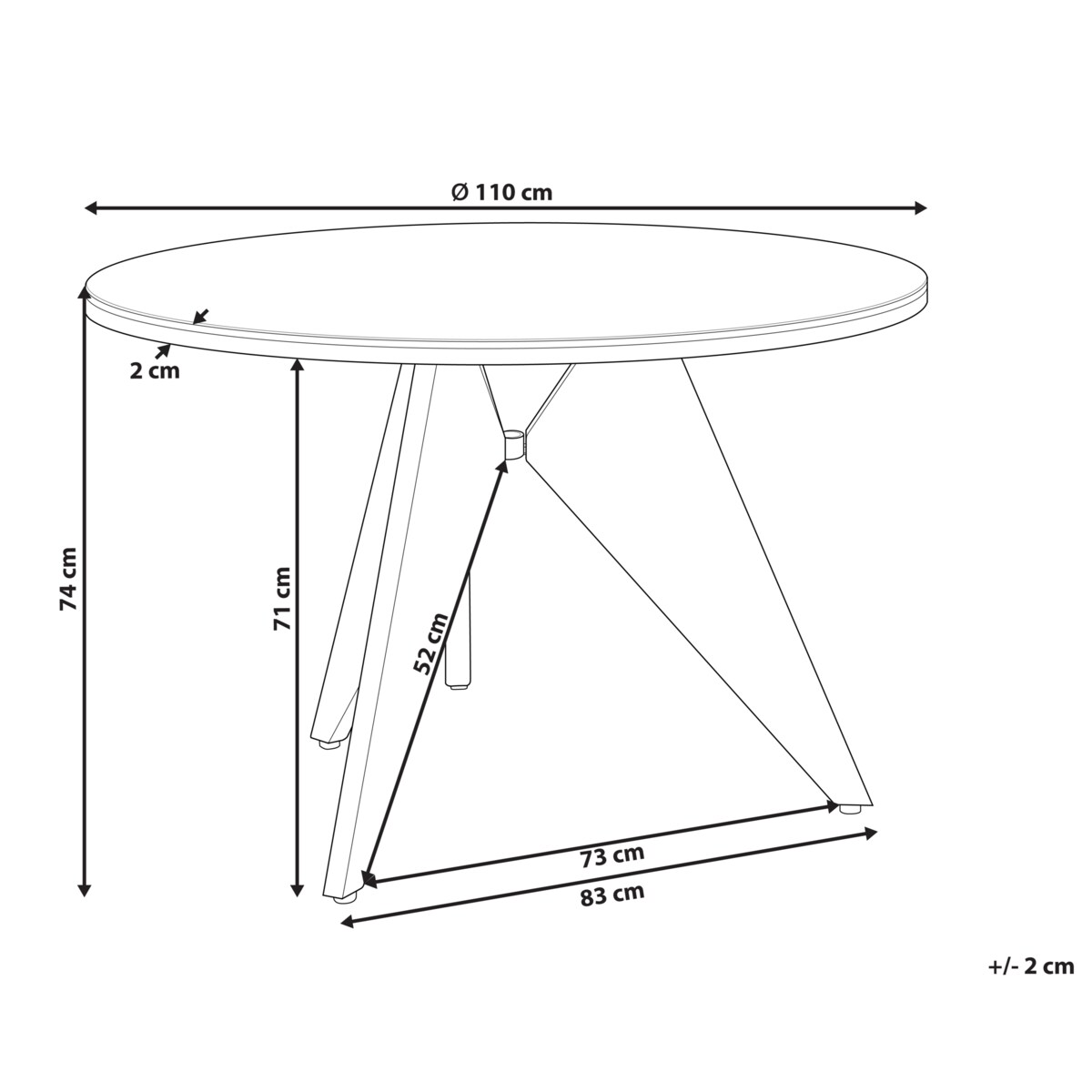 Stół ogrodowy OLMETTO 83 cm 110 cm Szkło Czarny