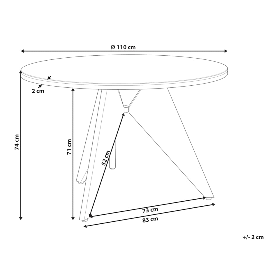 Stół ogrodowy OLMETTO 83 cm 110 cm Szkło Czarny