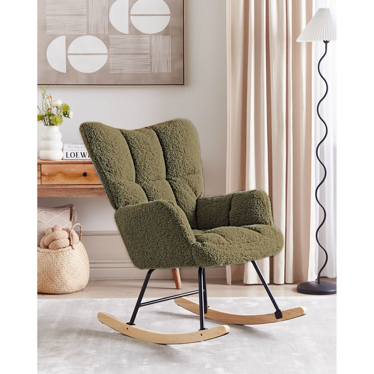 Fotel bujany OULU Boucle Ciemnozielony