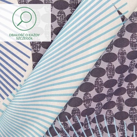 Pościel satyna bawełniana 200x220 Exclusive Enno biała w niebieskie koła