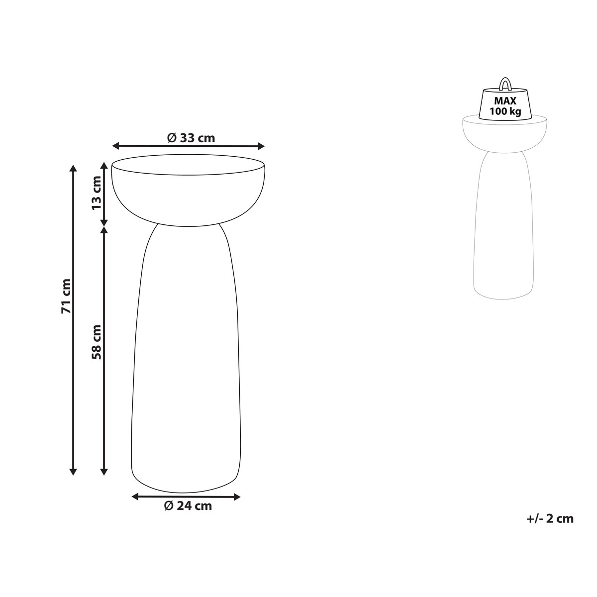 Stolik pomocniczy CADINI 33 cm 33 cm Efekt lastryko Białe lastryko
