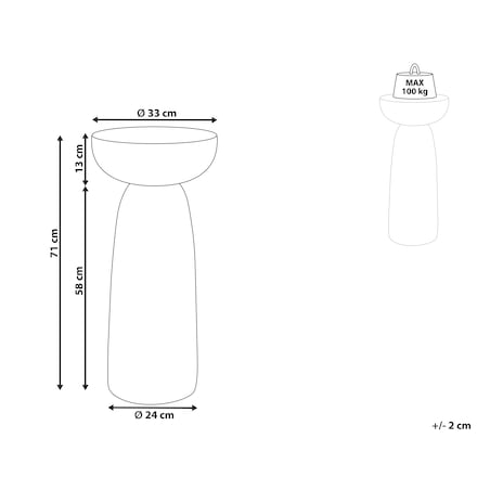 Stolik pomocniczy CADINI 33 cm 33 cm Efekt lastryko Białe lastryko