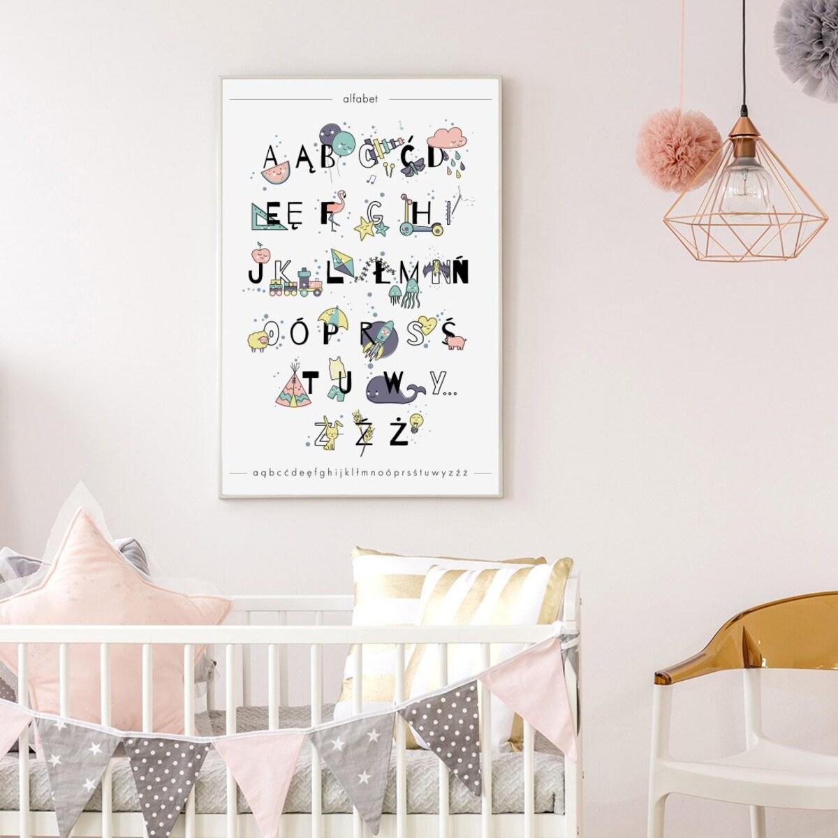 Plakat dla dzieci Alfabet pastelowy 50x70