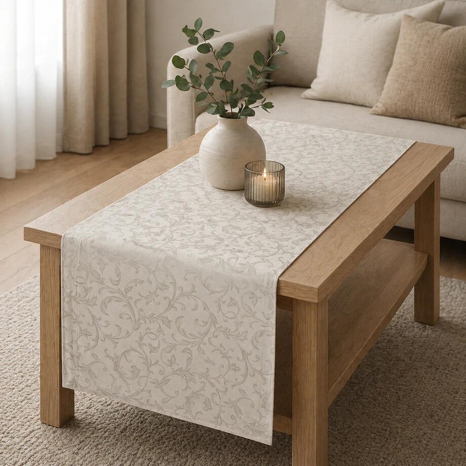 Bieżnik plamoodporny z mankietem O5 Ares szary - 40x220 cm - szary