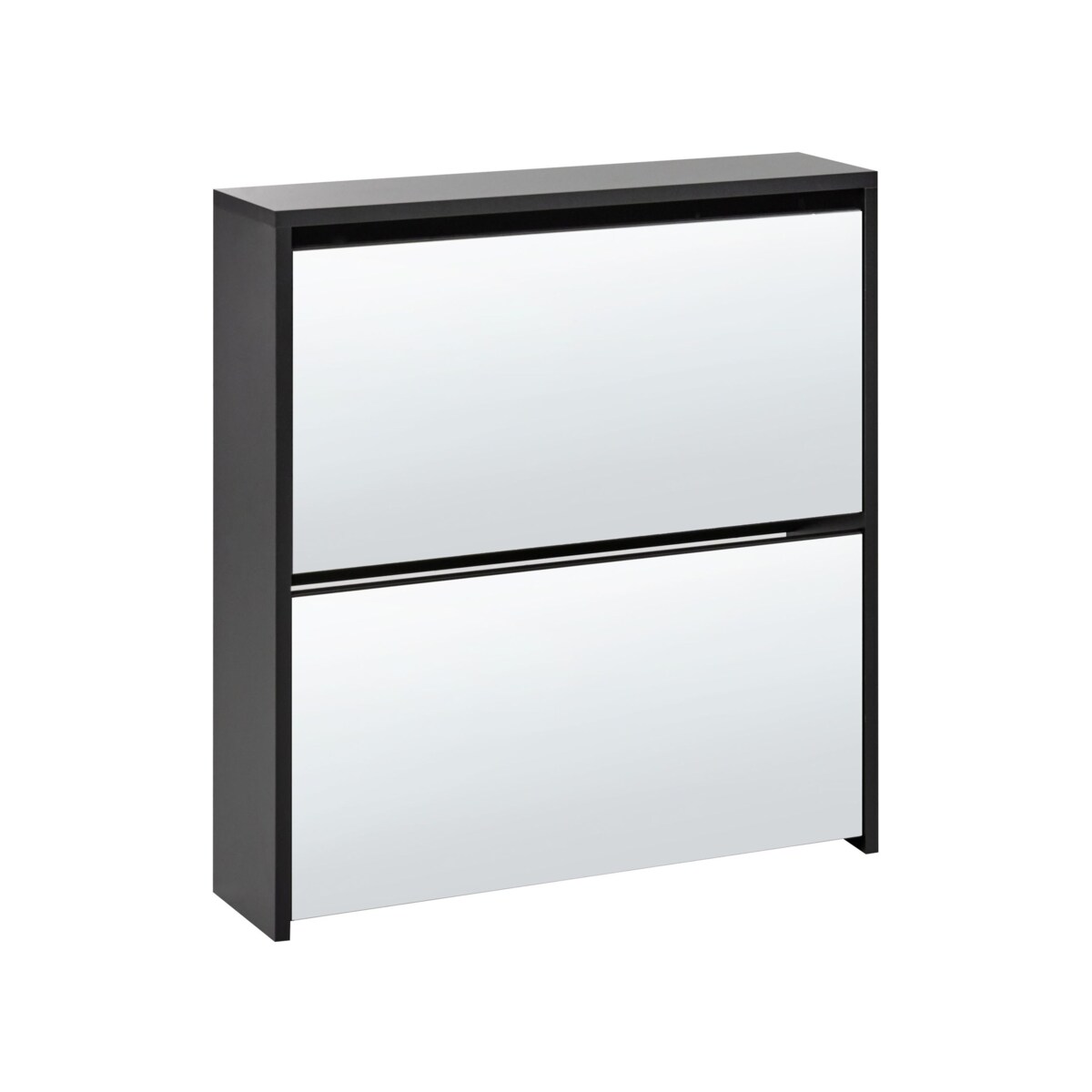 Szafka na buty 2 przegrody lustrzane fronty czarna MIDFIELD