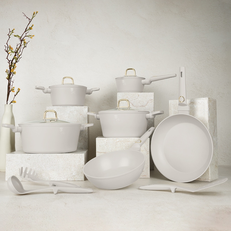 Zestaw 15 el. garnki, patelnie, akcesoria BerlingerHaus Sahara BH-8081