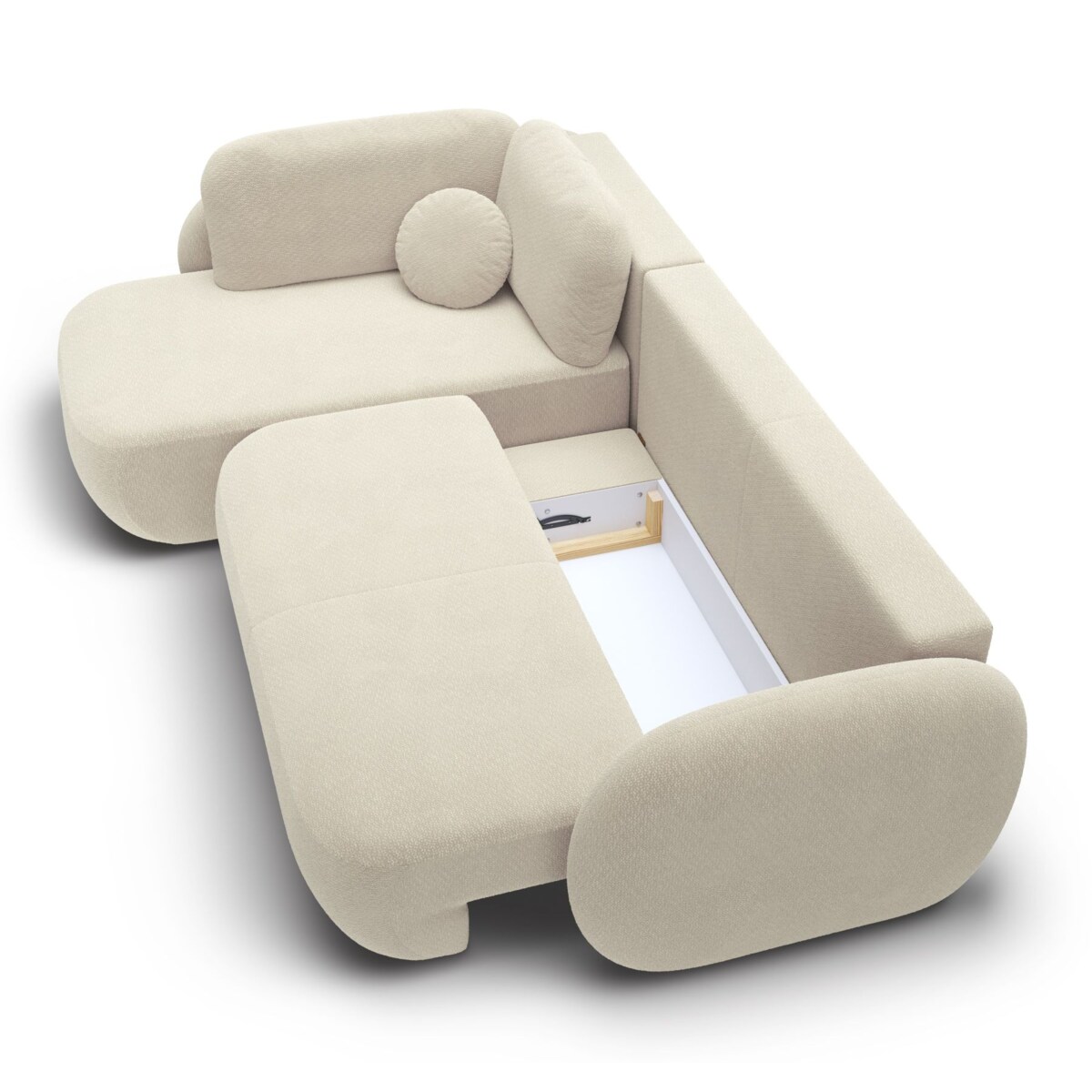 Nowoczesny Narożnik rozkładany OLIVIO II, lewy, śmietankowy