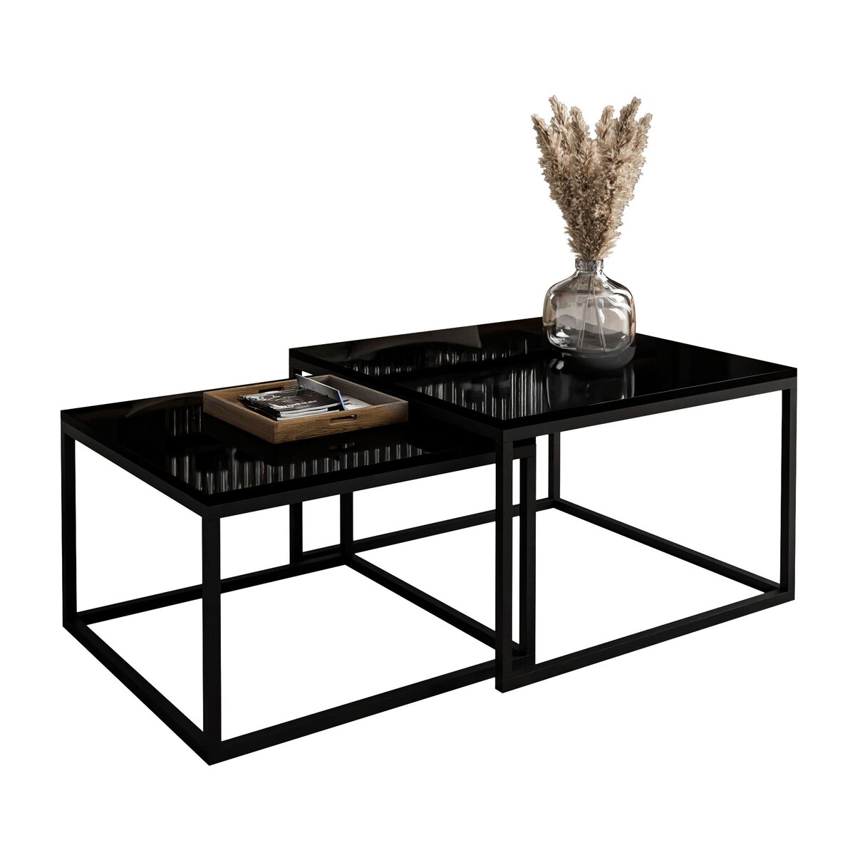 Stolik kawowy ława YOSHI 2w1 czarny połysk 36/42 cm