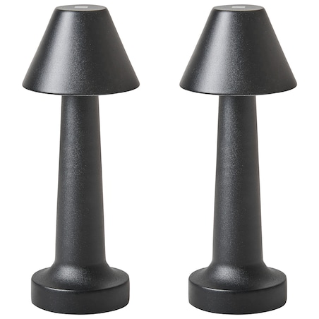 Zestaw 2 bezprzewodowych lamp stołowych LED JOANES Ze ściemniaczem Metal Czarny