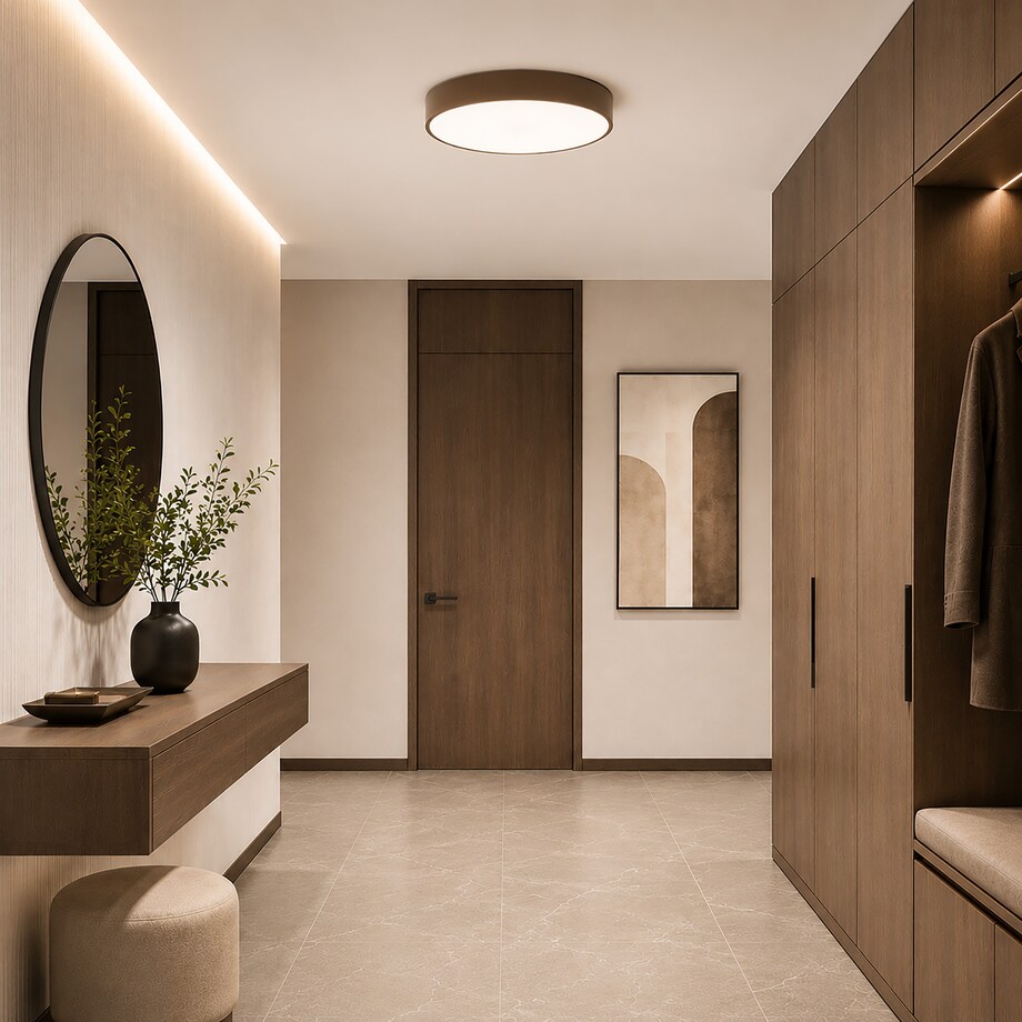 Lampa Sufitowa Łazienkowa Tk Lighting Velis Brązowy Plafon Led 30W Ip54 Zmienna Barwa, Ściemniany