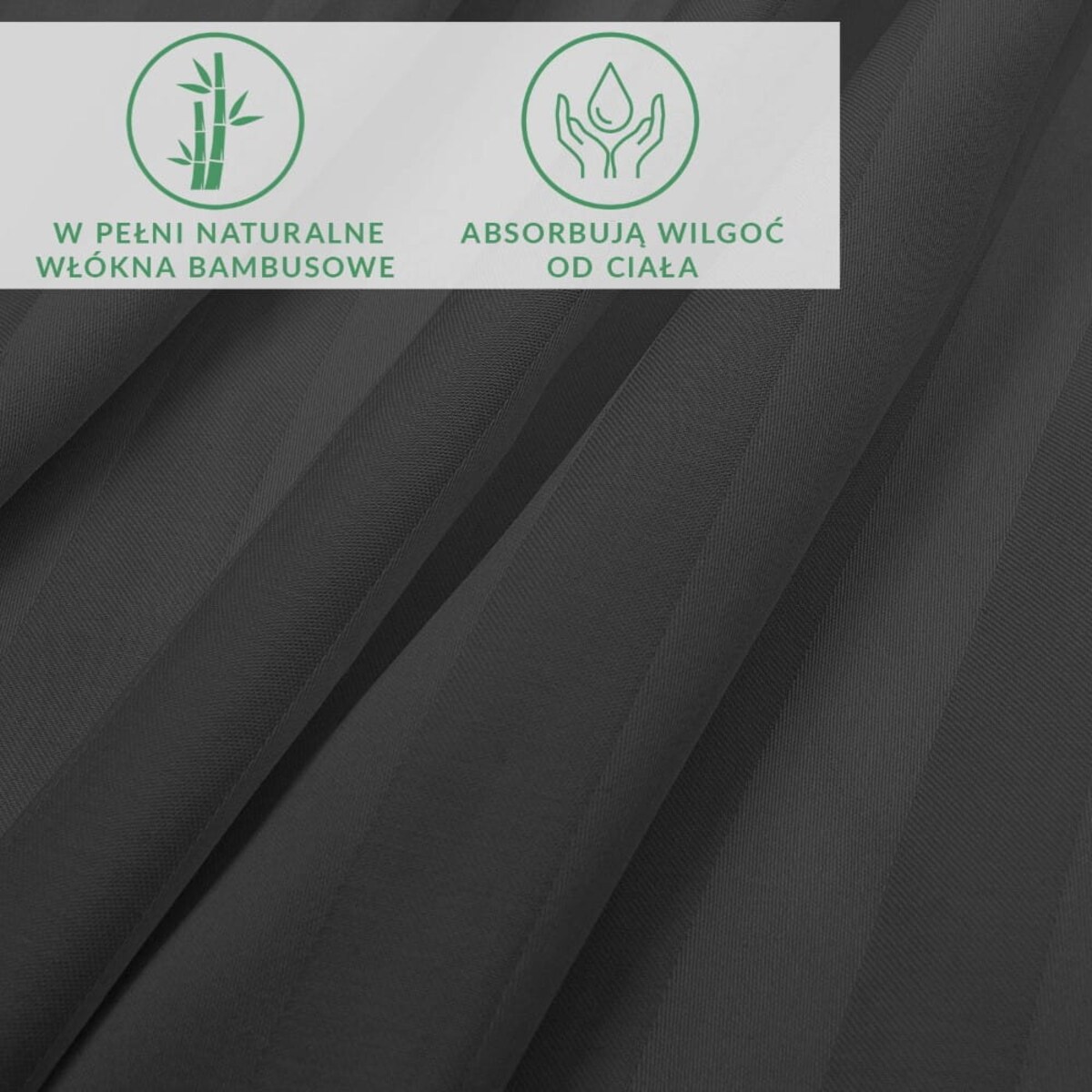 Prześcieradło bambusowe satyna bawełniana 160x240 Bamboo paski, czarne