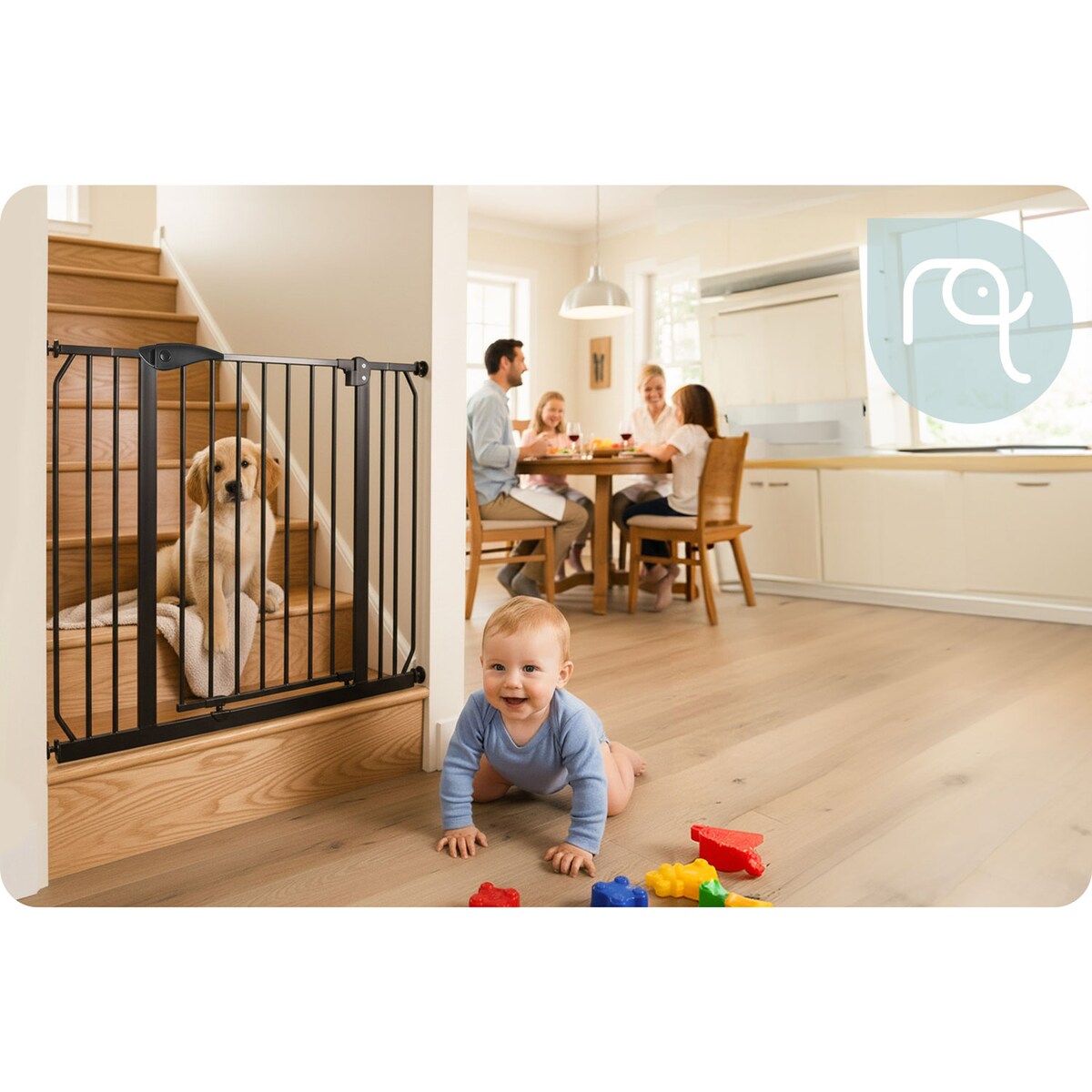 Barierka zabezpieczająca ochronna Nukido na schody i drzwi 75-115cm czarna 718300