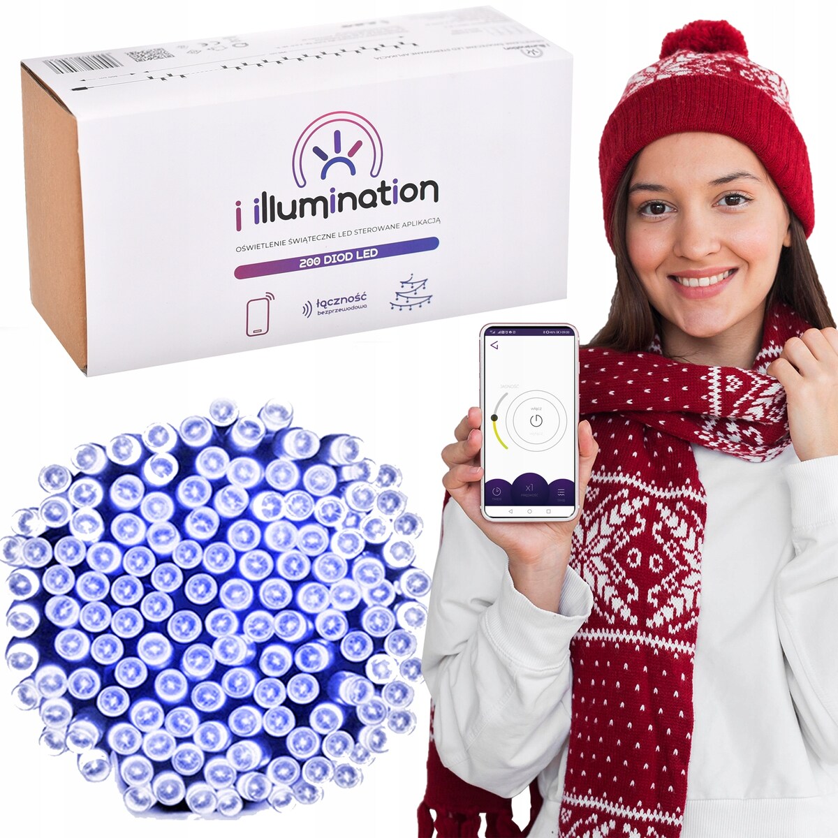 Inteligentne Lampki Led 200 Diod Białe - Sterowanie Aplikacją Na Telefonie