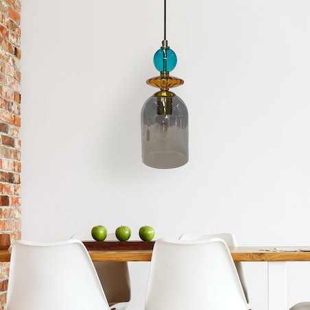 Lampa wisząca do salonuTropea LP-2004/1P M SM Light Prestige szklana niebieska