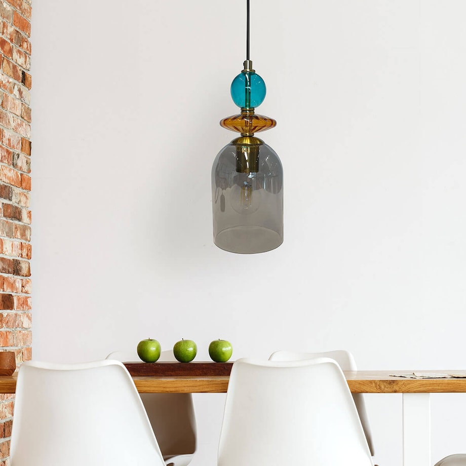 Lampa wisząca do salonuTropea LP-2004/1P M SM Light Prestige szklana niebieska