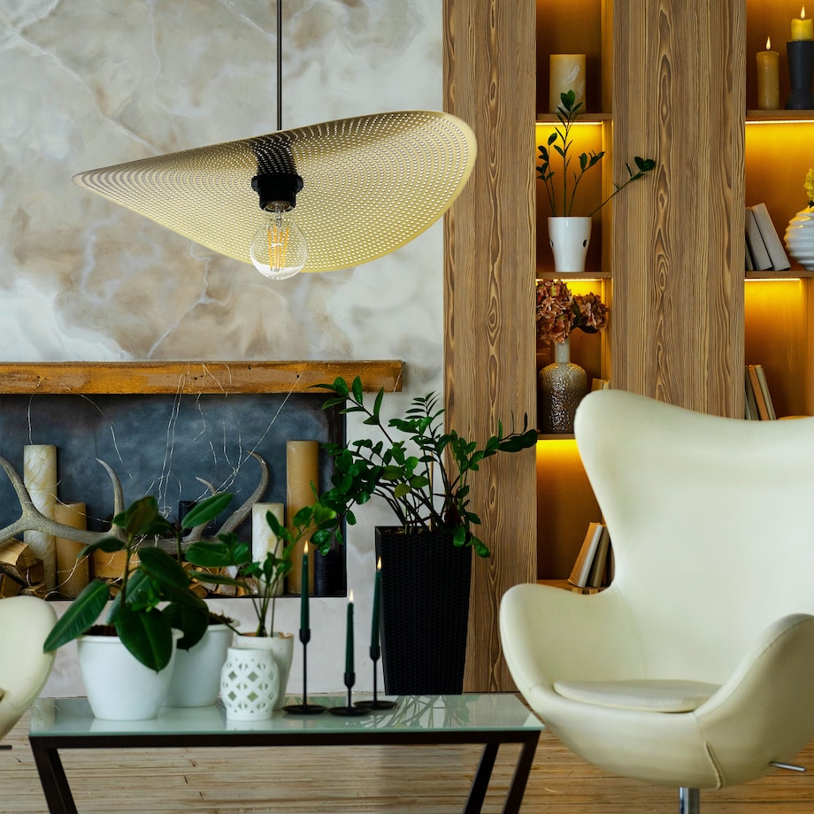 Lampa Sufitowa Wisząca App1469-1Cp Czarny Złoty, Metal