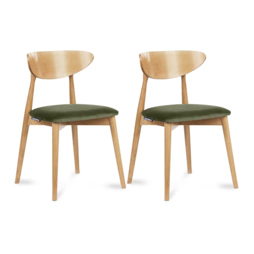 KONSIMO RABI drewniane krzesła 2 sztuki dąb ciemnozielony welur