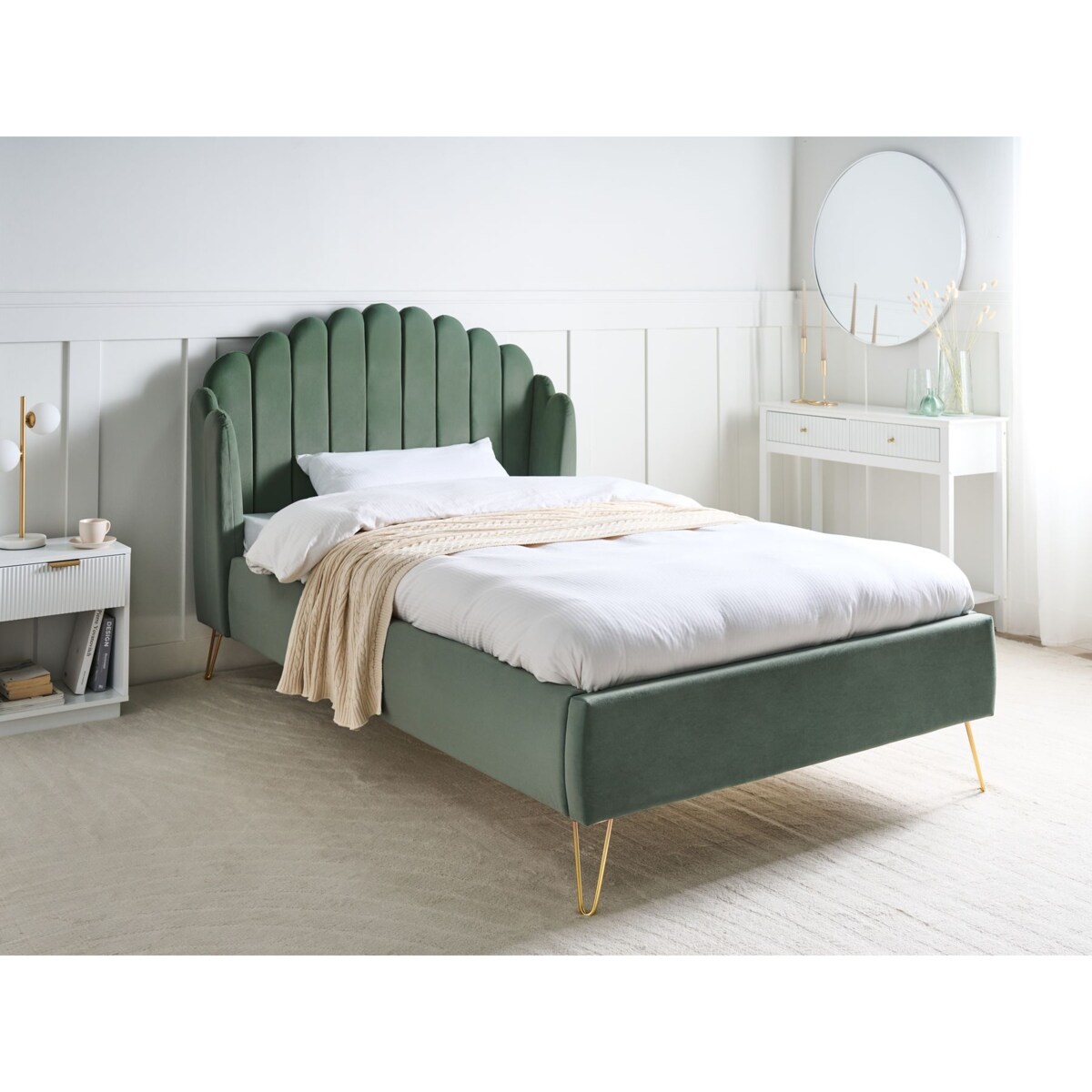 Łóżko Welur AMBILLOU 120 x 200 cm Zielony