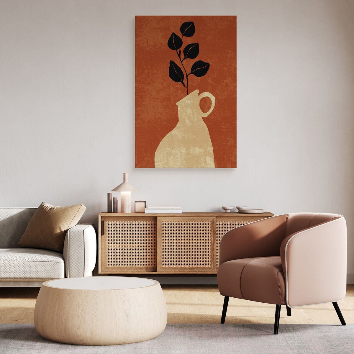 Obraz Gałązka W Beżowym Dzbanku 30x40cm
