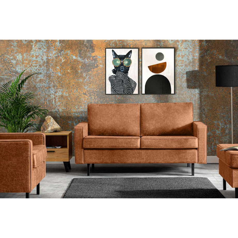 KONSIMO INVIA Sofa w stylu loft 2 osobowa kolor cognac