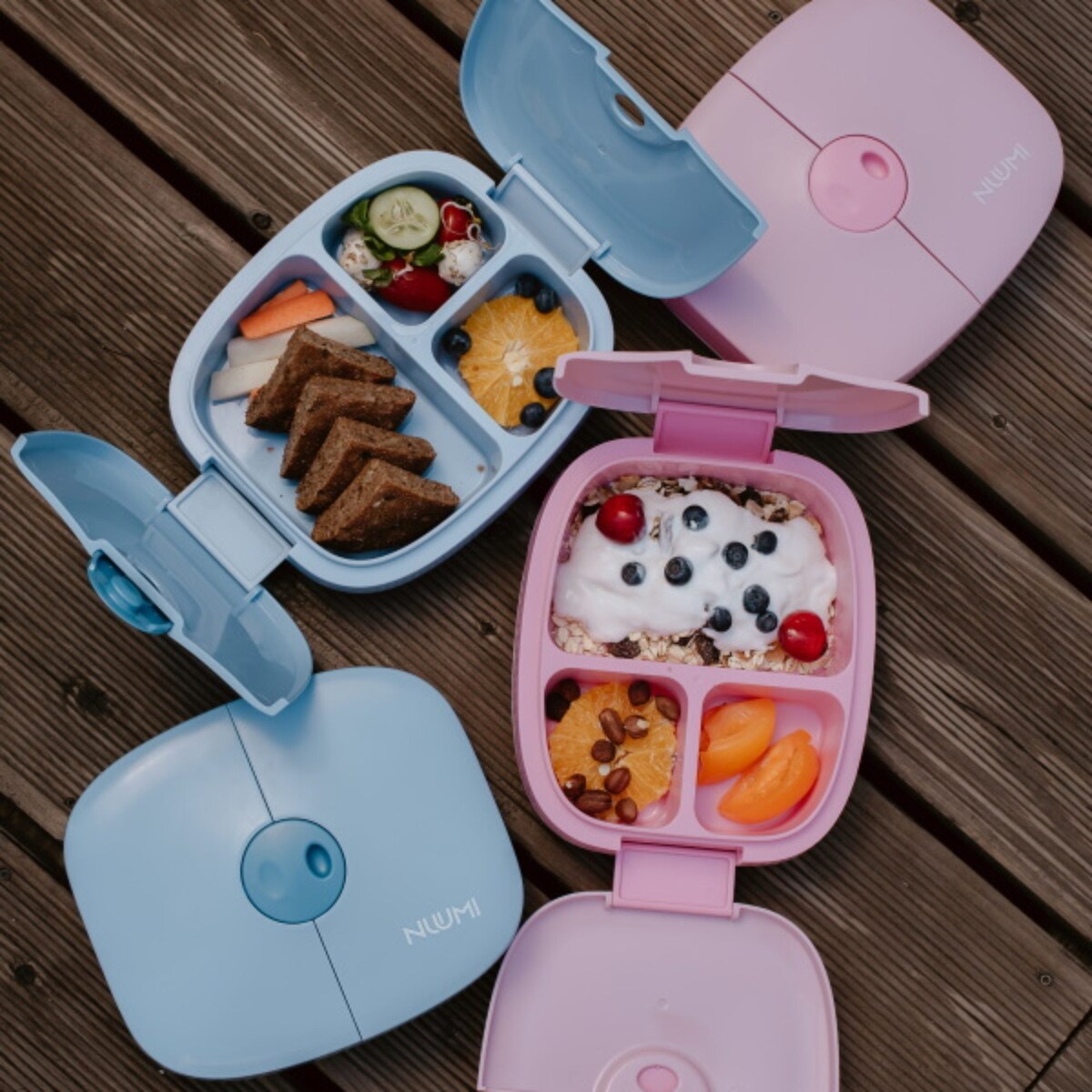 NUUMI szczelny lunch box z naklejkami, Pink