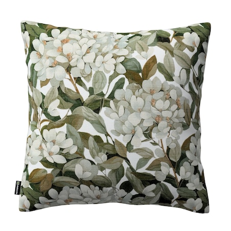 Poszewka Kinga na poduszkę 43x43 zielone liście na białym tle