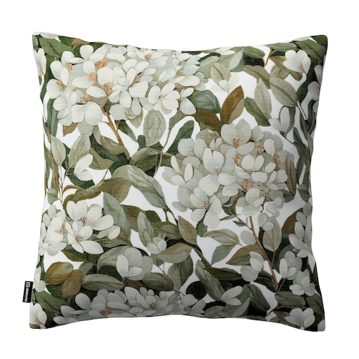 Poszewka Kinga na poduszkę 43x43 zielone liście na białym tle