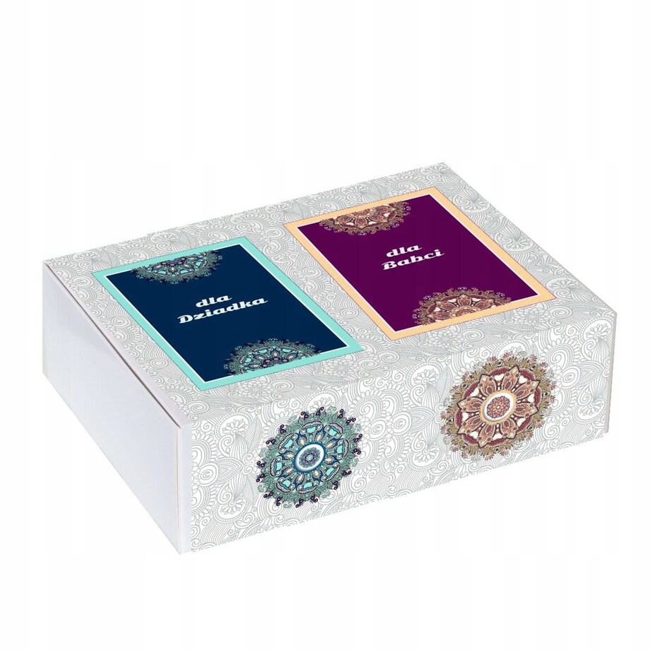 ZESTAW BOX KAWA HERBATA 2 KUBKI PREZENT UPOMINEK NA DZIEŃ BABCI I DZIADKA