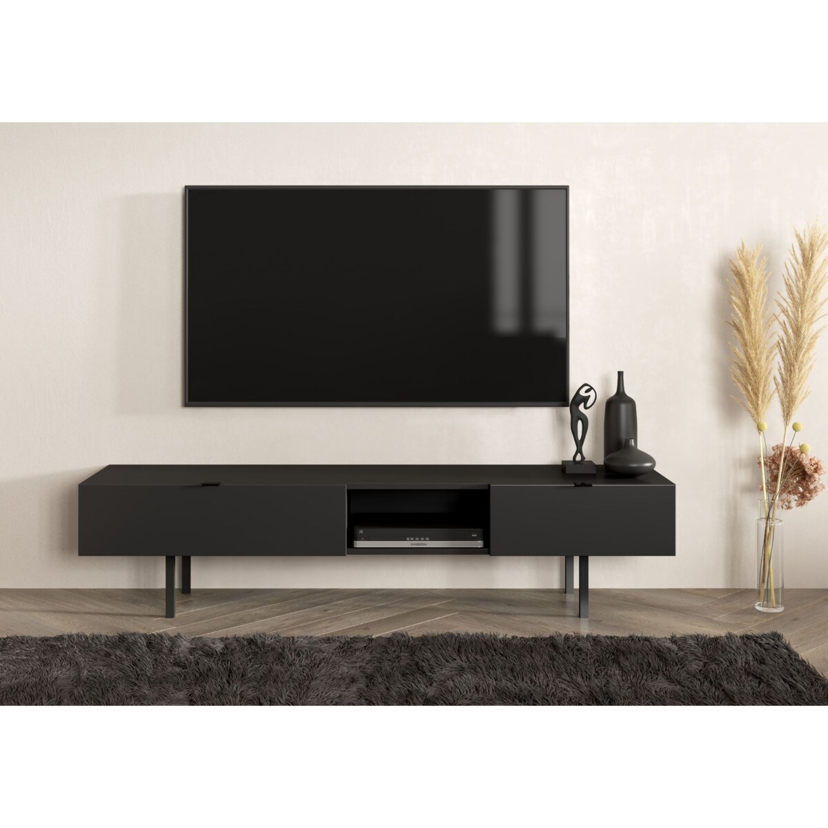 Czarna szafka RTV z szufladą Skandica MYWAY / szer. 180 cm