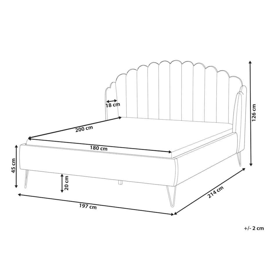 Łóżko welurowe 180 x 200 cm szare AMBILLOU