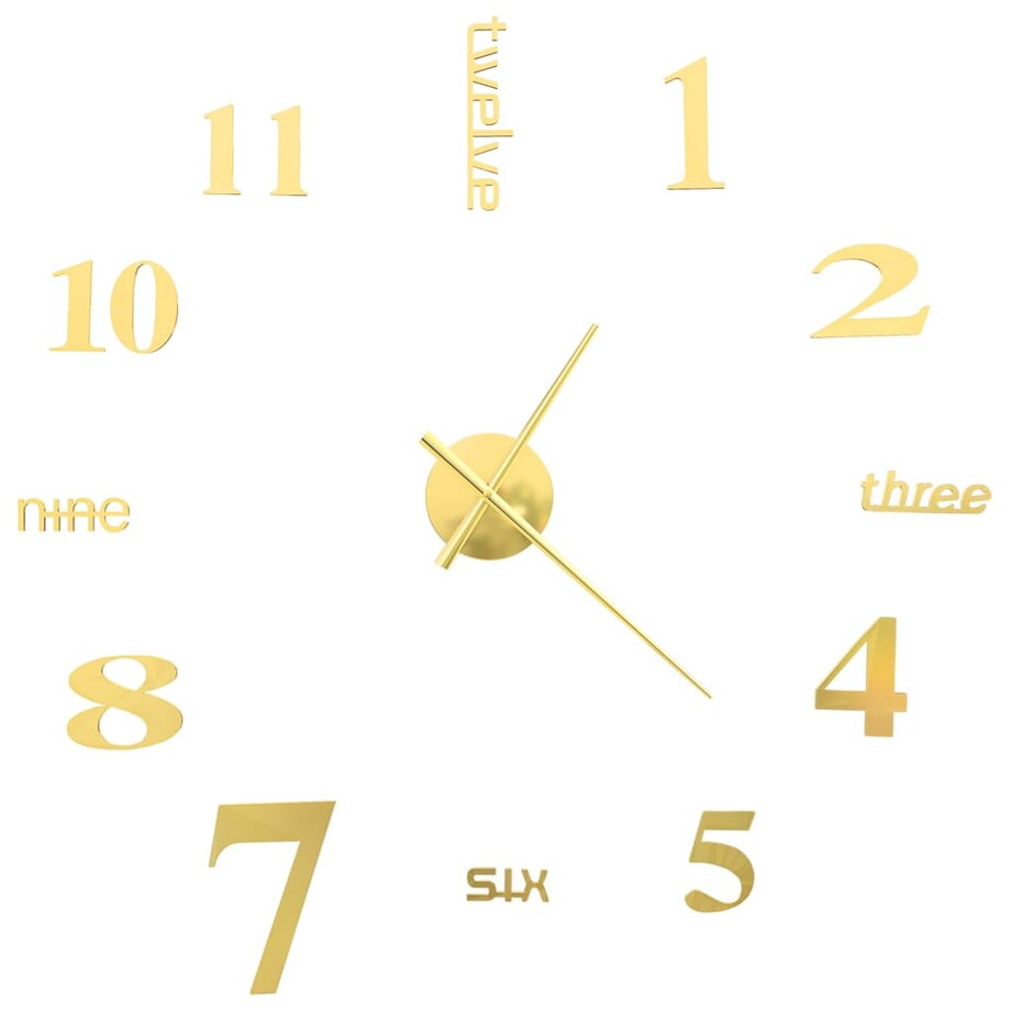 vidaXL Zegar ścienny 3D, nowoczesny design, 100 cm, XXL, złoty