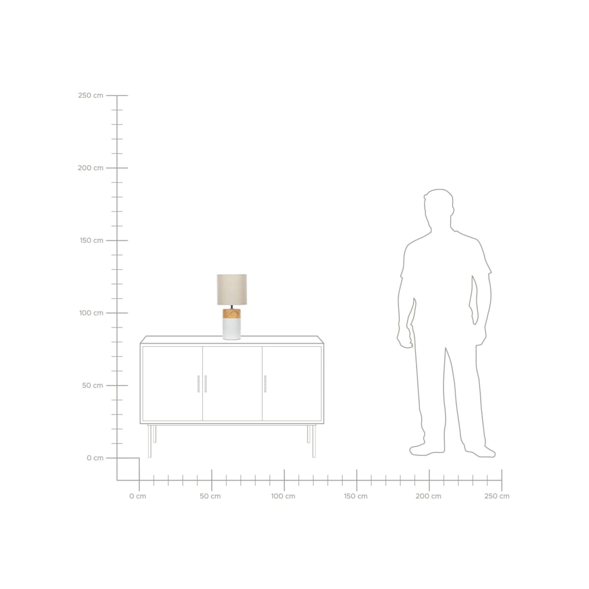 Lampa stołowa ceramiczna biała z jasnym drewnem ALZEYA