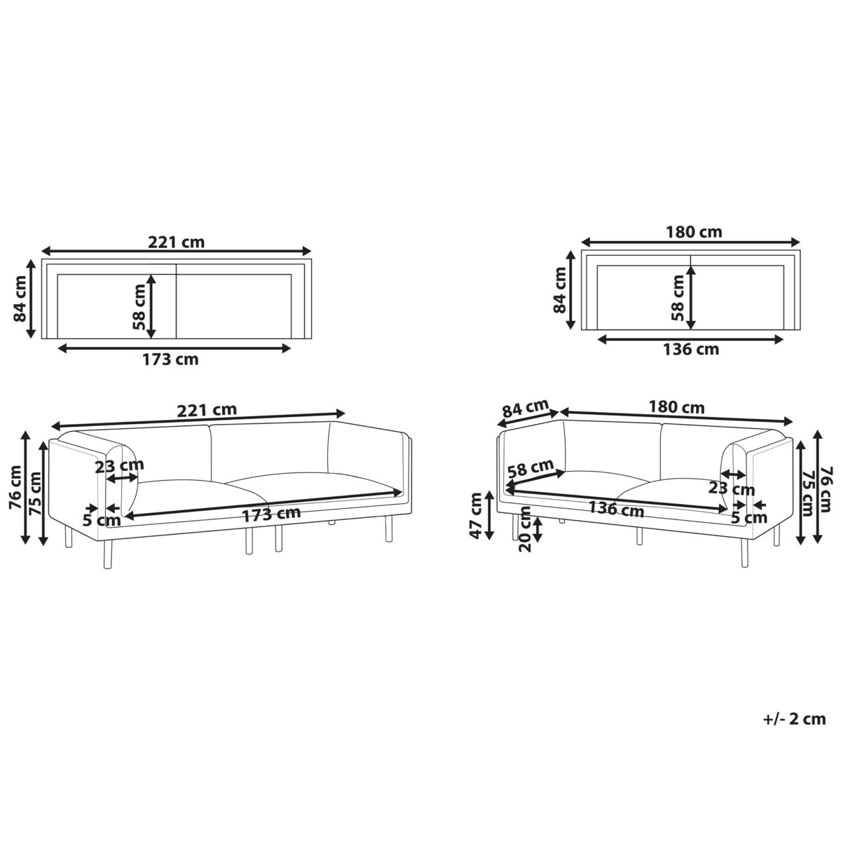Komplet wypoczynkowy VORGOD Ciemnoniebieski dla 5 osób