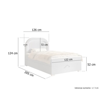 Łóżko kontynentalne BELLA z materacem, tkanina baranek- kremowe