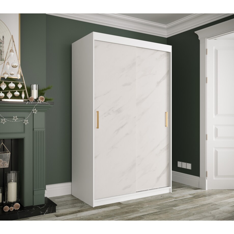 Szafa przesuwna Garderoba MARMUR T 120 gł. 62 biały