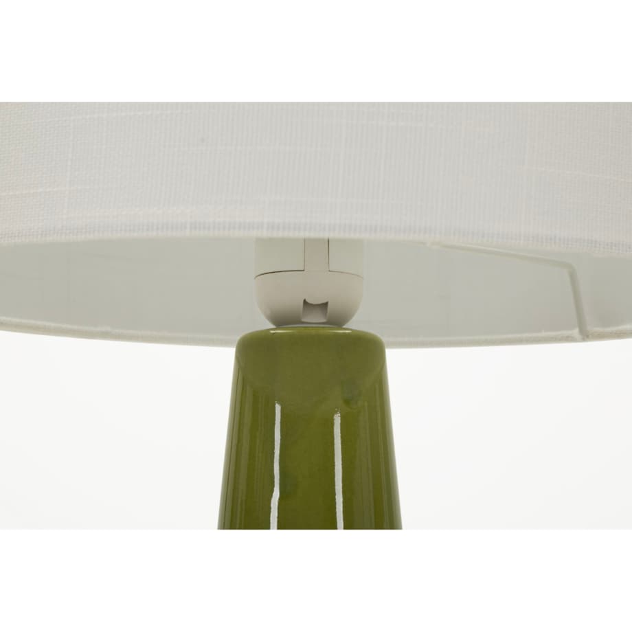Lampa stołowa Gress, kolor zielony i biały, ceramika, żelazo i tkanina, 30 x 30 x 51,5 cm, 1 x E27, max. 40 W, do salonu i sypialni, Mauro Ferretti