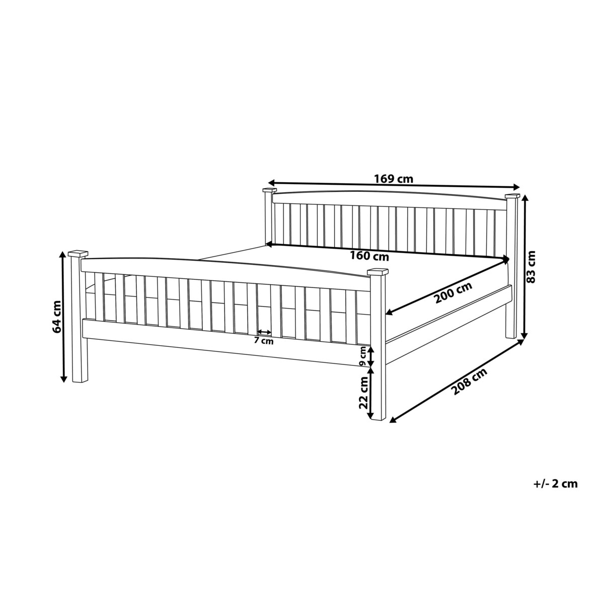 Łóżko drewniane 160 x 200 cm jasne GIVERNY