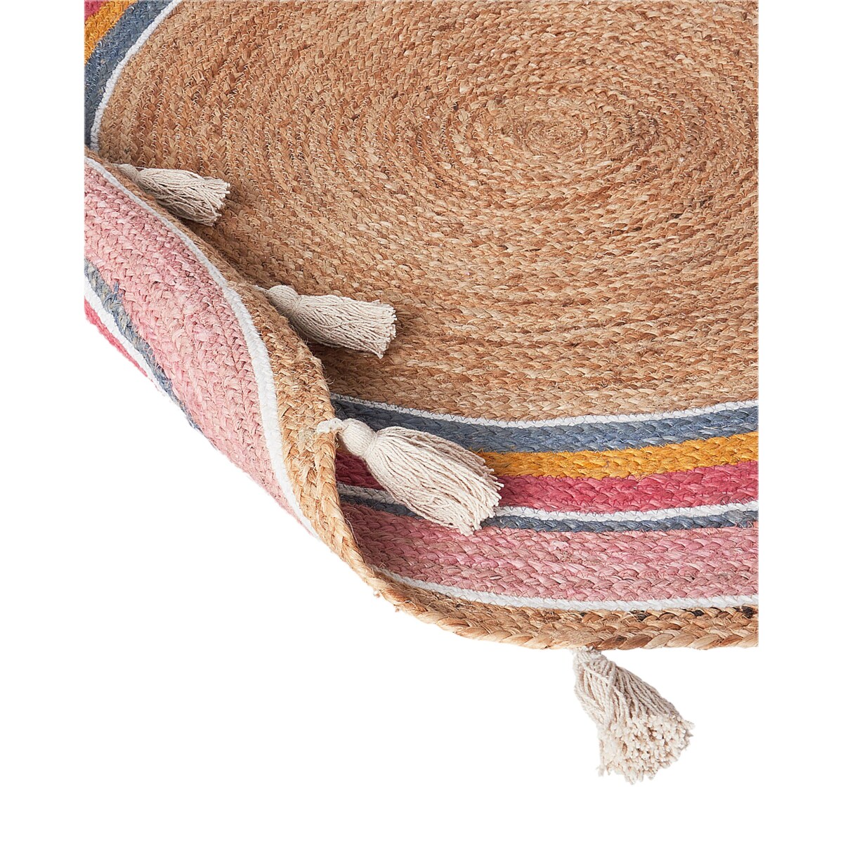 Dywan okrągły z juty 120 cm wielokolorowy ZANAVI
