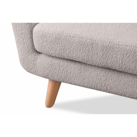 KONSIMO TAGIO Skandynawska 2-osobowa sofa z jasnoszarej tkaniny z owczej wełny