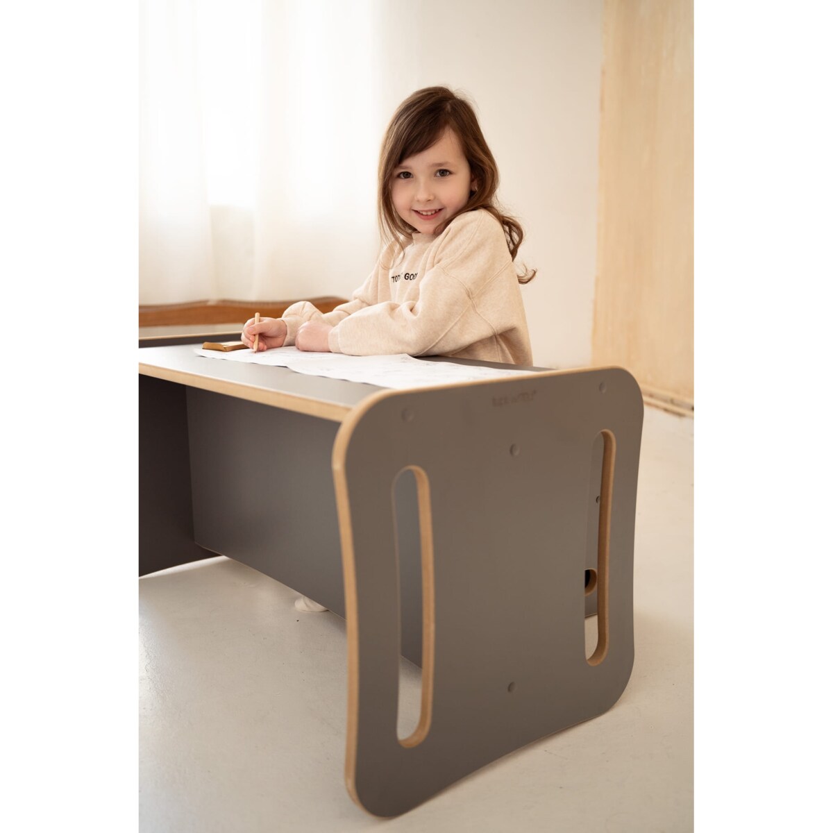 Krzesełko / stolik 2w1 - LONGY - szary