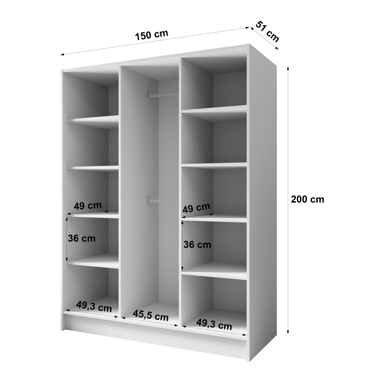 Szafa 150 gładka LUSO z lustrem i czarnymi uchwytami, kaszmirowa