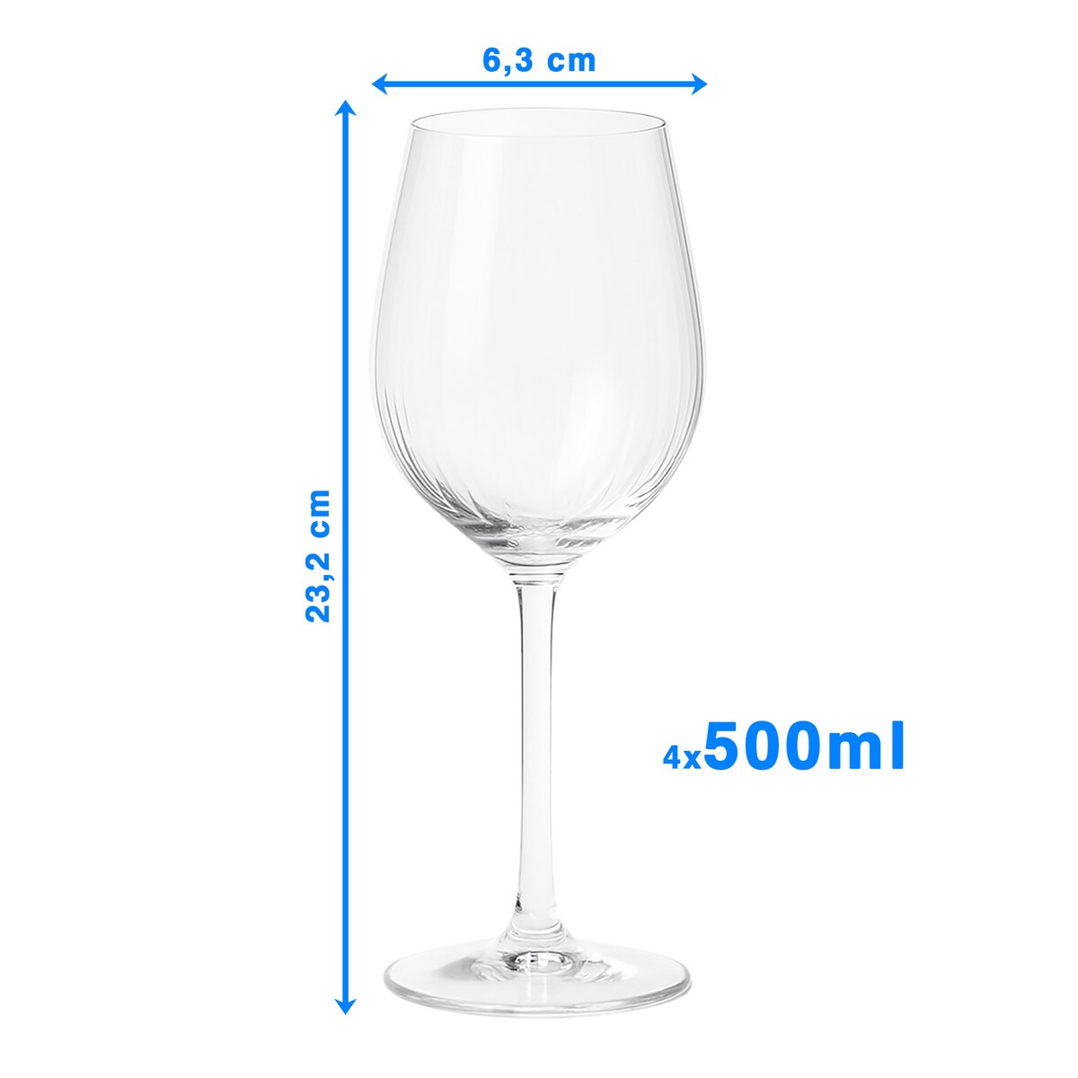 4X Kieliszki Do Wina Szampana Szklanki Eleganckie Szklane 500 Ml Zestaw