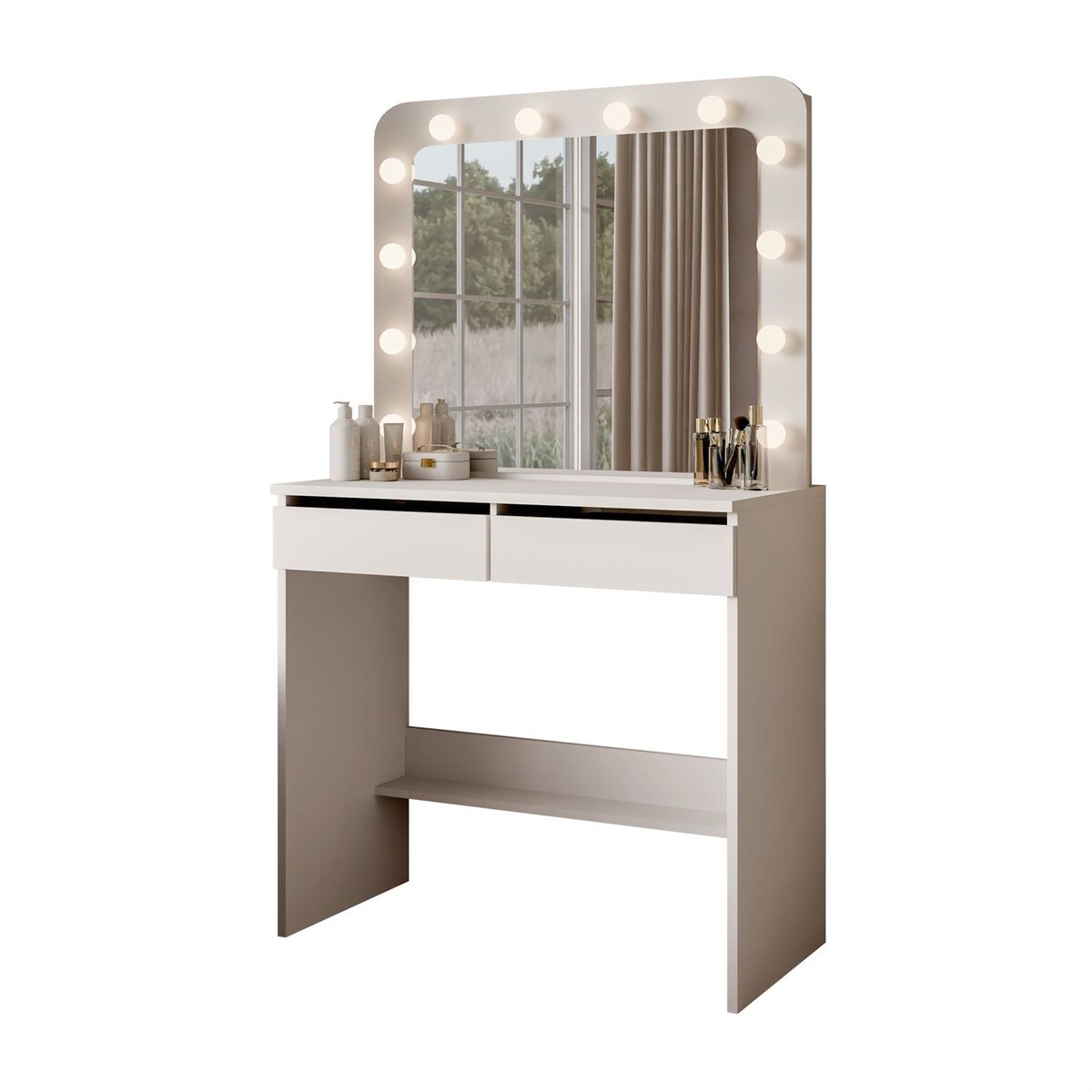 Toaletka LUMINE z lustrem i oświetleniem LED, biała