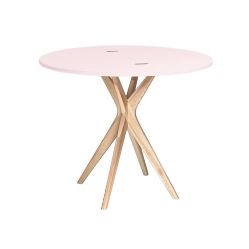 Stół półokrągły CUTTI 90x90 rozkładany różowy/jesion