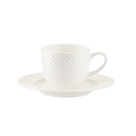 VILLA ITALIA Filiżanka do espresso porcelanowa 100 ml ze spodkiem BARI WHITE