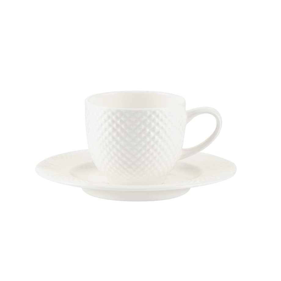 VILLA ITALIA Filiżanka do espresso porcelanowa 100 ml ze spodkiem BARI WHITE