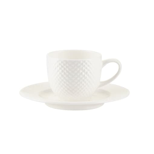 VILLA ITALIA Filiżanka do espresso porcelanowa 100 ml ze spodkiem BARI WHITE