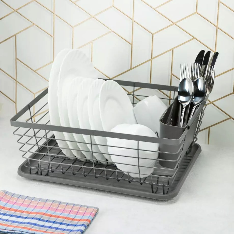 Suszarka do naczyń stojąca jednopoziomowa 36x30x14.5cm szara KINGHOFF