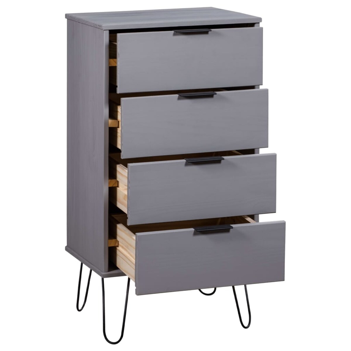vidaXL Komoda, szara, 45x39,5x90,3 cm, lite drewno sosnowe