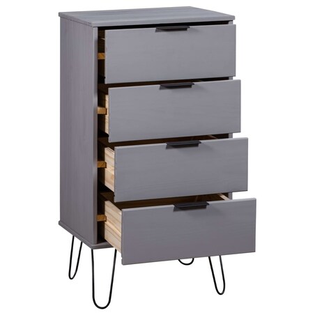 vidaXL Komoda, szara, 45x39,5x90,3 cm, lite drewno sosnowe